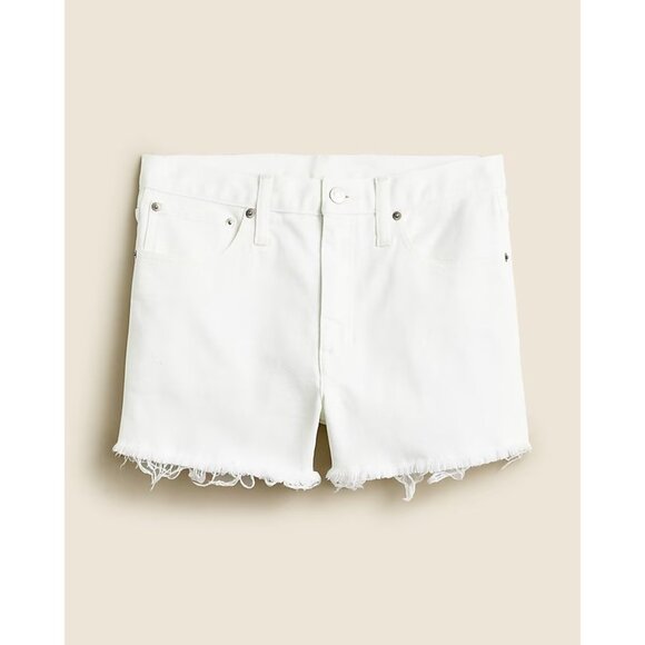 J Crew Womens Size 28 Relaxed Denim Shorts with Raw Hem in White